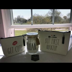 Rae Dunn Zippered Cosmetics Bag Gift Set NEW